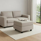 26" Gray And Black Microfiber Ottoman With Storage