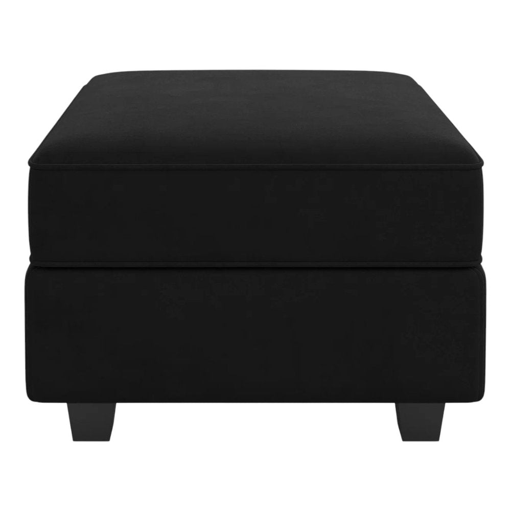 26" Gray And Black Microfiber Ottoman With Storage