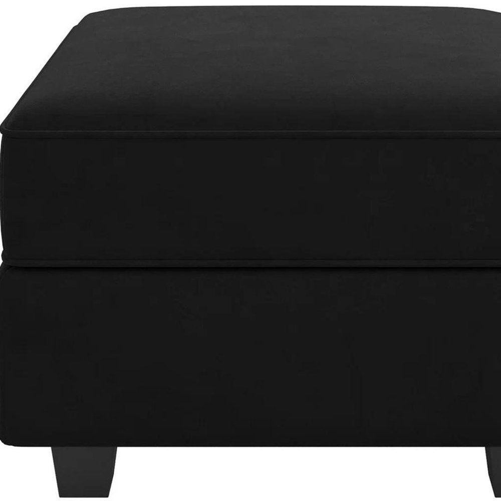 26" Gray And Black Microfiber Ottoman With Storage