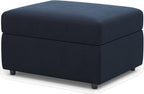 30" Black Velvet Ottoman With Storage