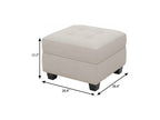 26" Beige And Black Velvet Tufted Ottoman With Storage