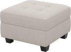 26" Beige And Black Velvet Tufted Ottoman With Storage