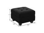 26" Beige And Black Velvet Tufted Ottoman With Storage