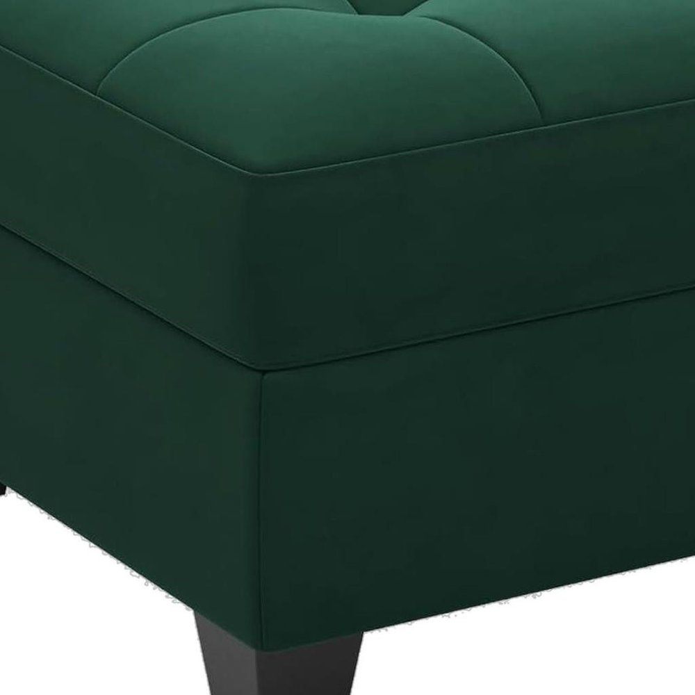 26" Beige And Black Velvet Tufted Ottoman With Storage