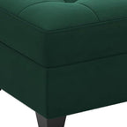 26" Beige And Black Velvet Tufted Ottoman With Storage