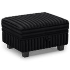 30" Black Faux Fur Ottoman With Storage