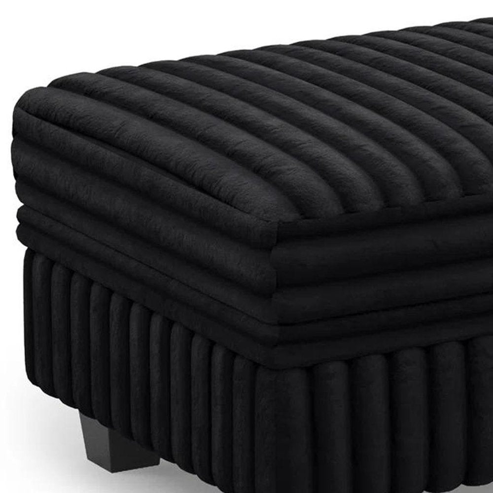 30" Black Faux Fur Ottoman With Storage