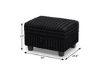 30" Black Faux Fur Ottoman With Storage