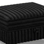 30" Black Faux Fur Ottoman With Storage