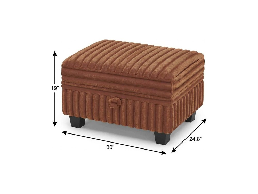 30" Black Faux Fur Ottoman With Storage