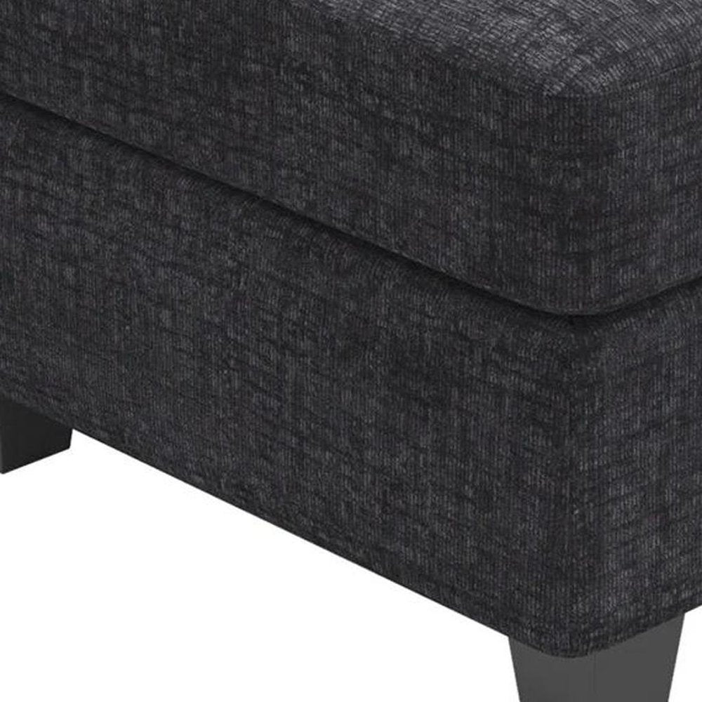 26" Gray And Black Chenille Ottoman With Storage