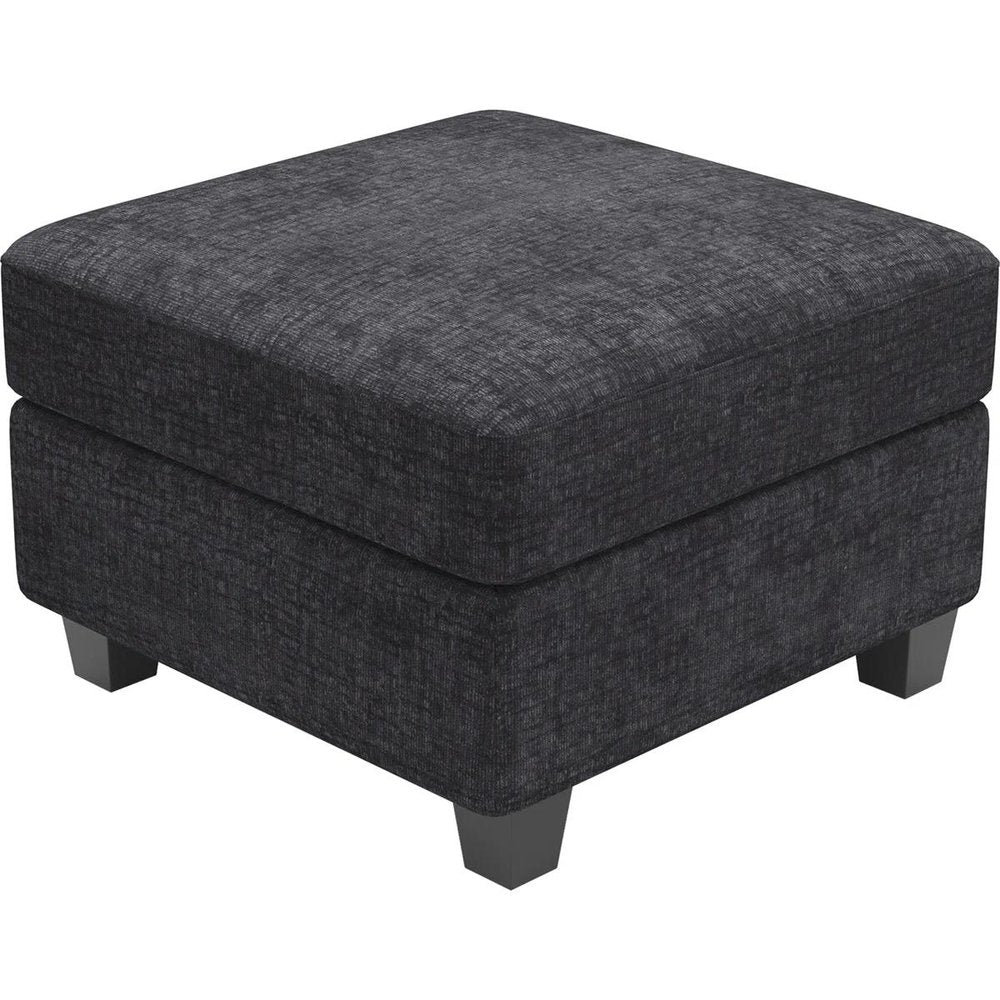26" Gray And Black Chenille Ottoman With Storage
