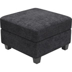 26" Gray And Black Chenille Ottoman With Storage