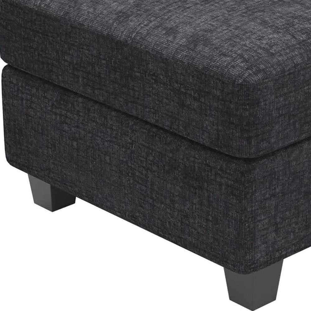 26" Gray And Black Chenille Ottoman With Storage
