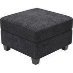 26" Gray And Black Chenille Ottoman With Storage