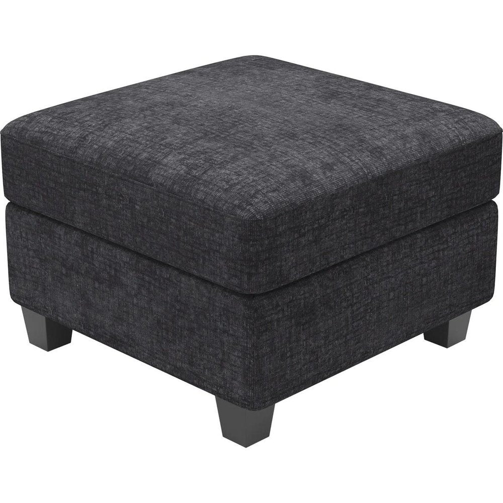 26" Gray And Black Chenille Ottoman With Storage