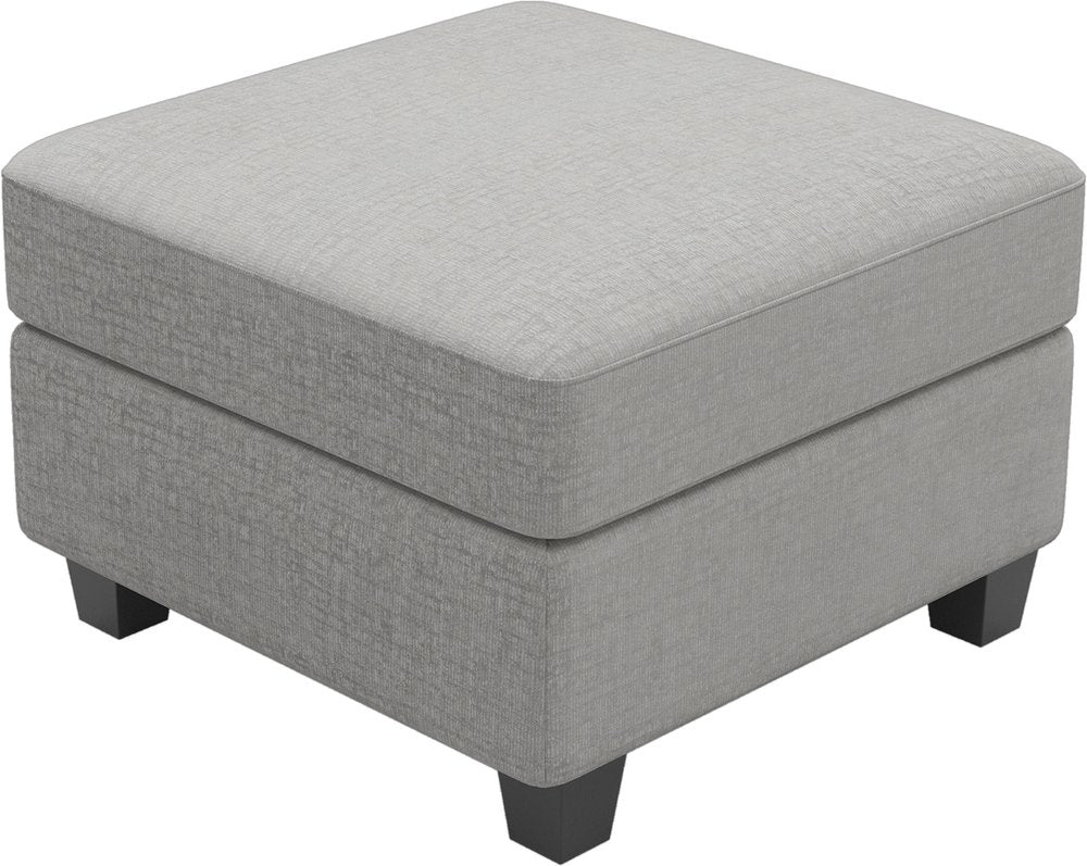 26" Gray And Black Chenille Ottoman With Storage