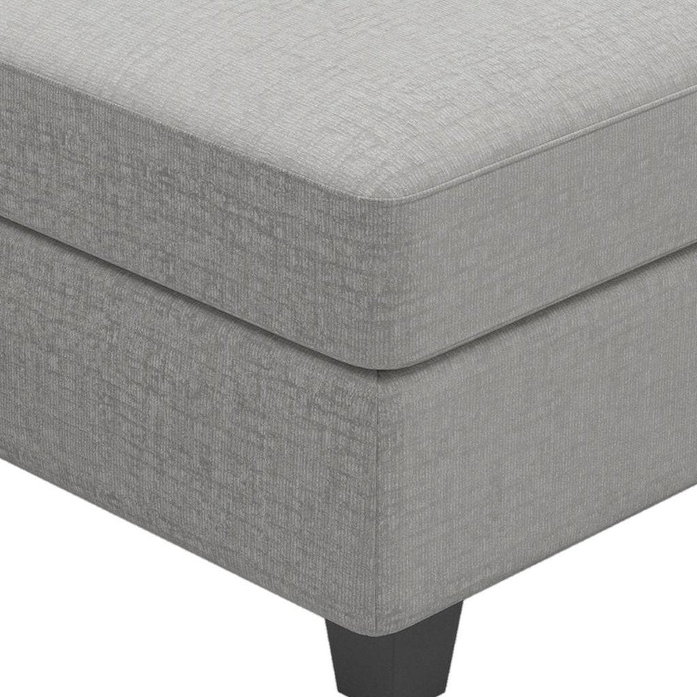 26" Gray And Black Chenille Ottoman With Storage