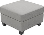 26" Gray And Black Chenille Ottoman With Storage