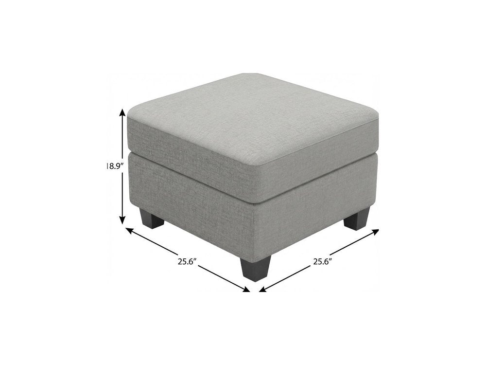26" Gray And Black Chenille Ottoman With Storage