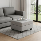 26" Gray And Black Chenille Ottoman With Storage