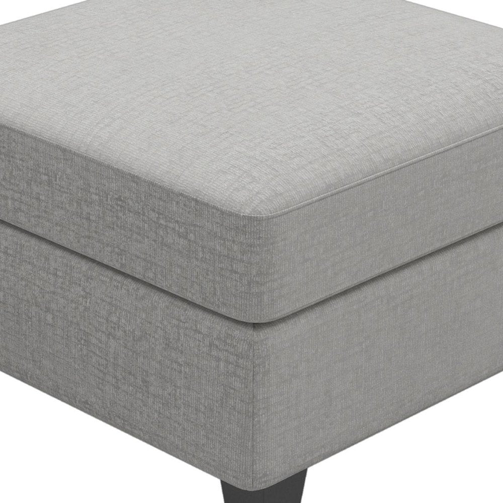 26" Gray And Black Chenille Ottoman With Storage