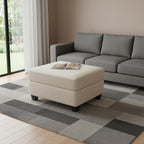 26" Gray And Black Chenille Ottoman With Storage