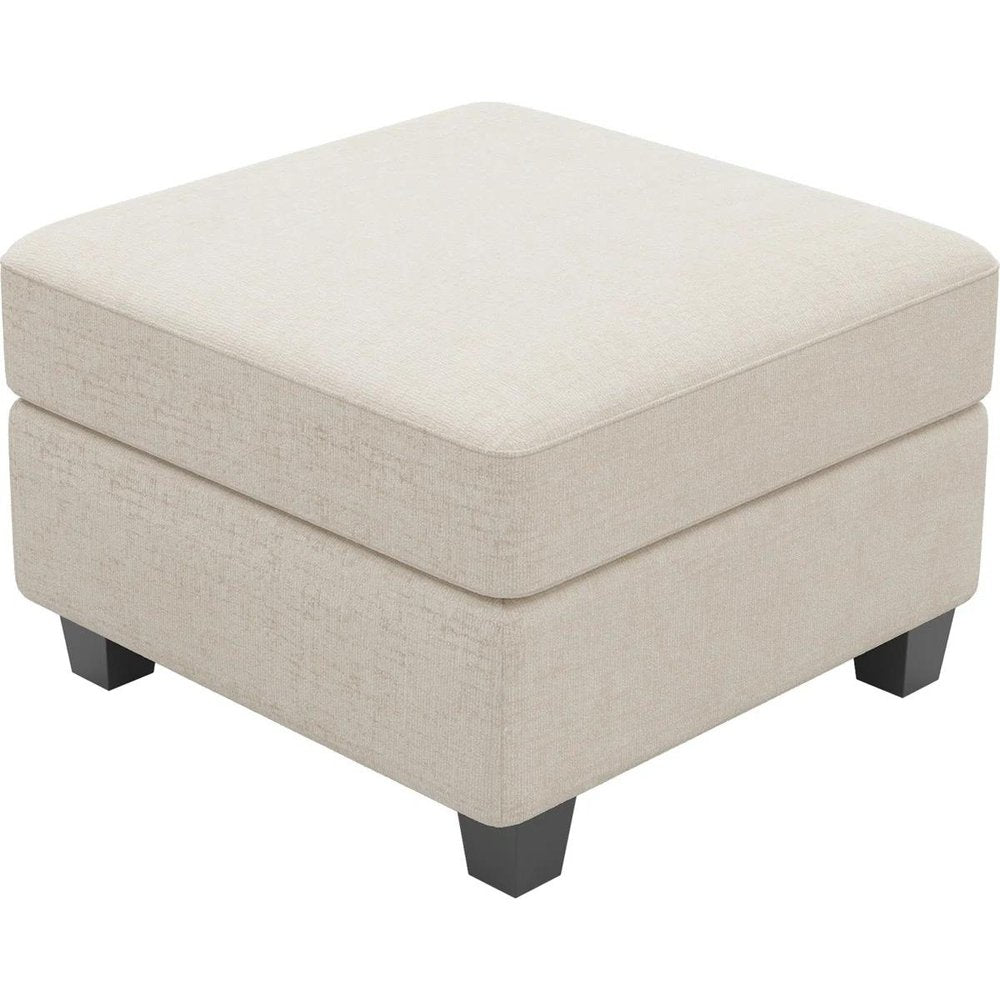 26" Gray And Black Chenille Ottoman With Storage