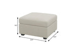 30" Beige And Black Chenille Ottoman With Storage