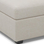 30" Beige And Black Chenille Ottoman With Storage