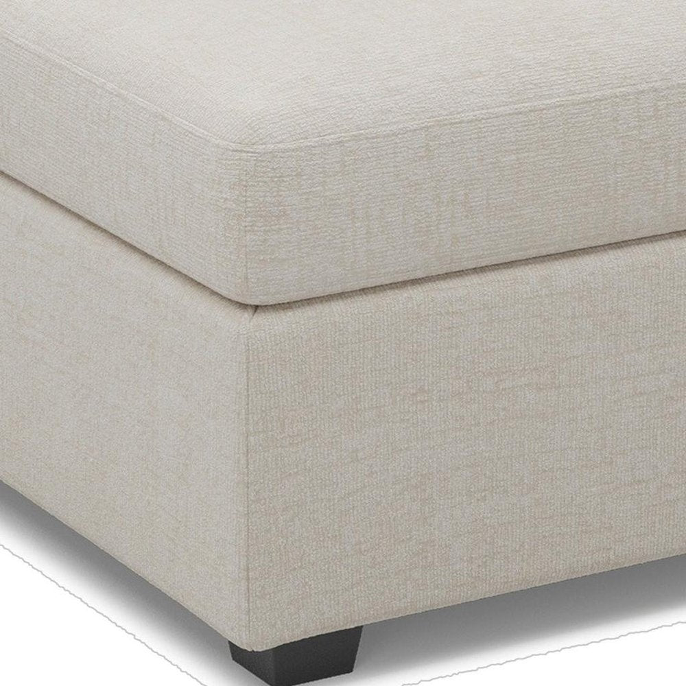 30" Beige And Black Chenille Ottoman With Storage