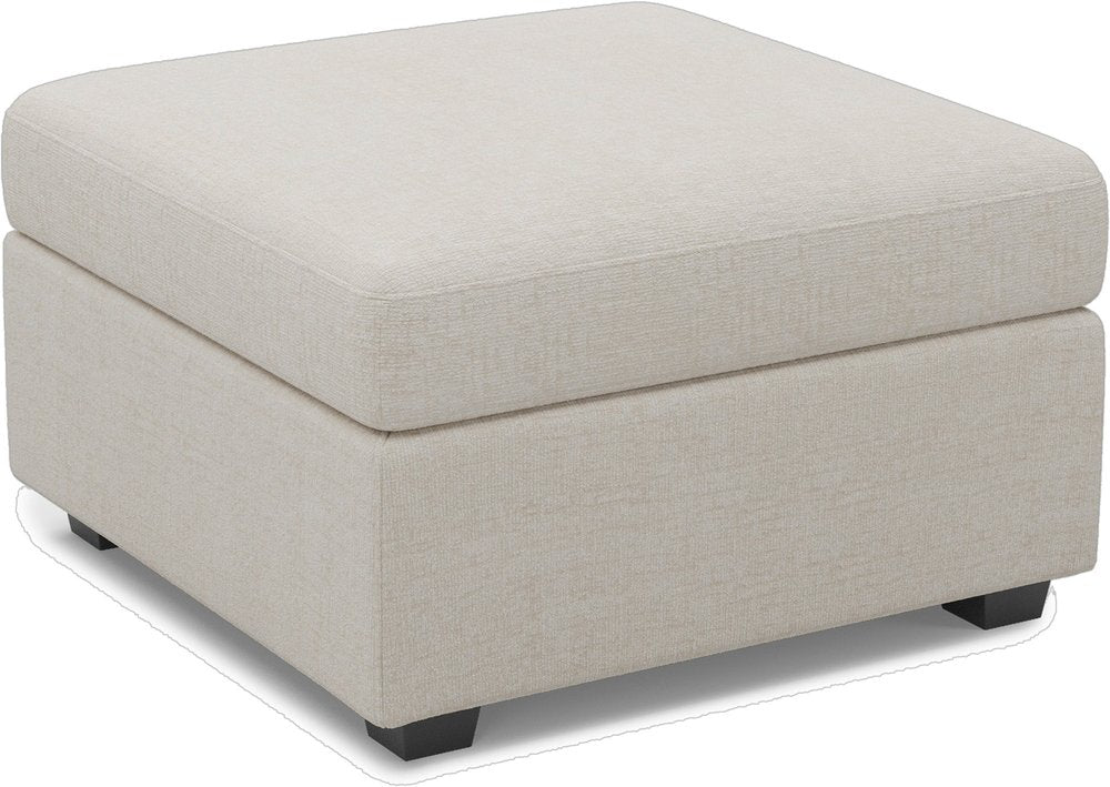 30" Beige And Black Chenille Ottoman With Storage
