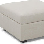30" Beige And Black Chenille Ottoman With Storage