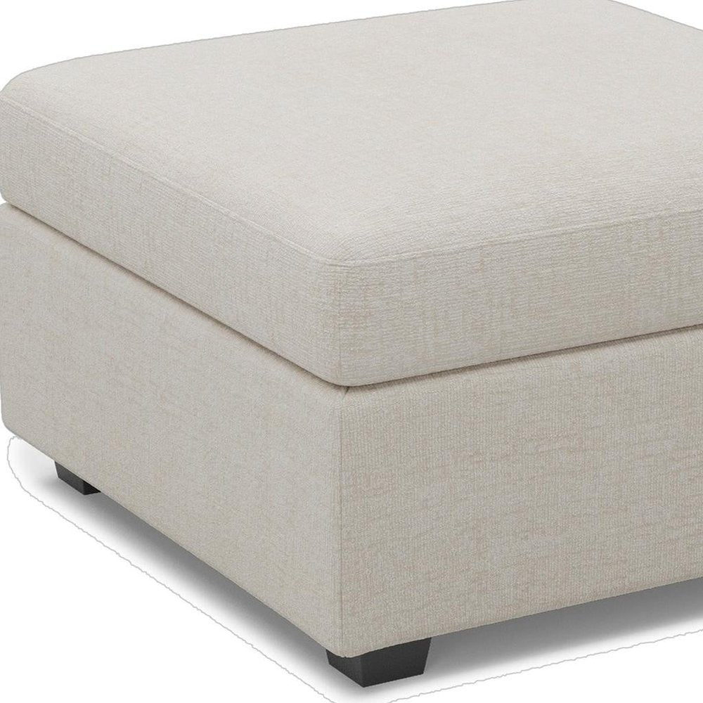 30" Beige And Black Chenille Ottoman With Storage
