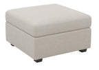 30" Beige And Black Chenille Ottoman With Storage