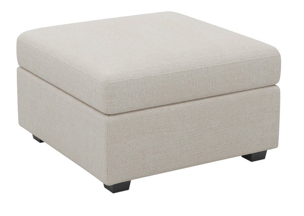 30" Beige And Black Chenille Ottoman With Storage