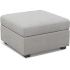 30" Beige And Black Chenille Ottoman With Storage