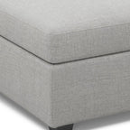 30" Beige And Black Chenille Ottoman With Storage