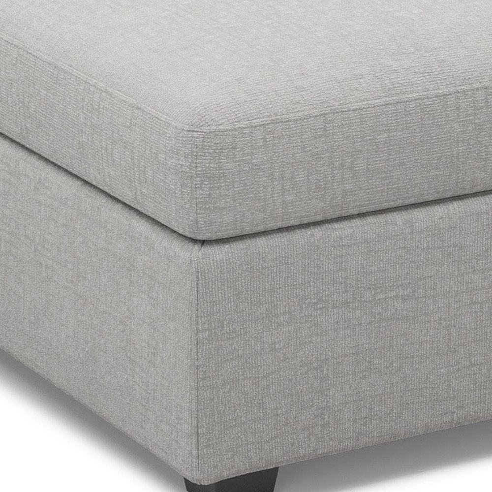 30" Beige And Black Chenille Ottoman With Storage