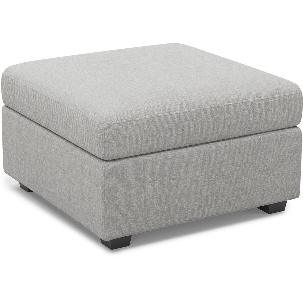 30" Beige And Black Chenille Ottoman With Storage