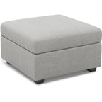 30" Beige And Black Chenille Ottoman With Storage