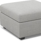 30" Beige And Black Chenille Ottoman With Storage