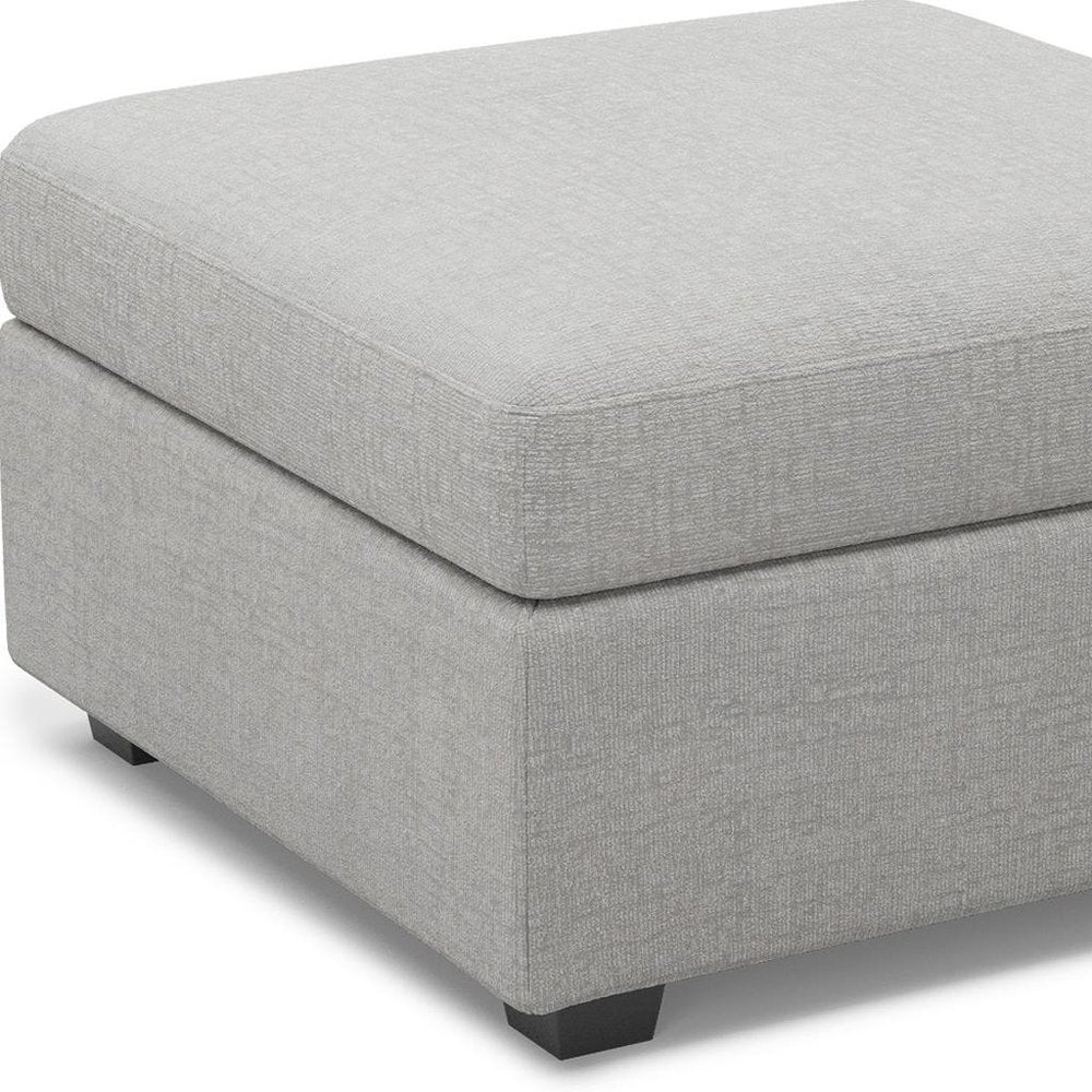 30" Beige And Black Chenille Ottoman With Storage