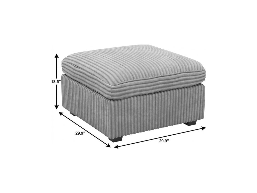 30" Gray And Black Corduroy Ottoman With Storage