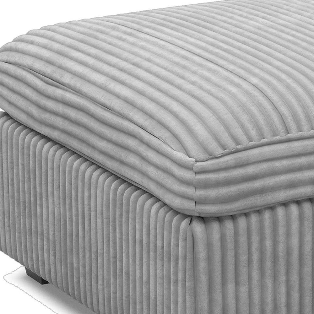 30" Gray And Black Corduroy Ottoman With Storage