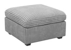 30" Gray And Black Corduroy Ottoman With Storage