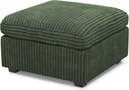 30" Gray And Black Corduroy Ottoman With Storage