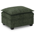 30" Green And Black Chenille Ottoman With Storage