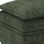 30" Green And Black Chenille Ottoman With Storage