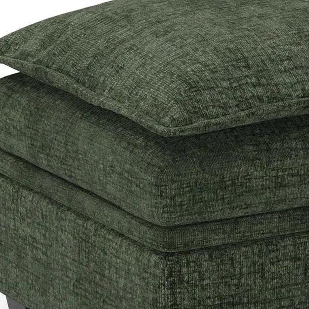 30" Green And Black Chenille Ottoman With Storage